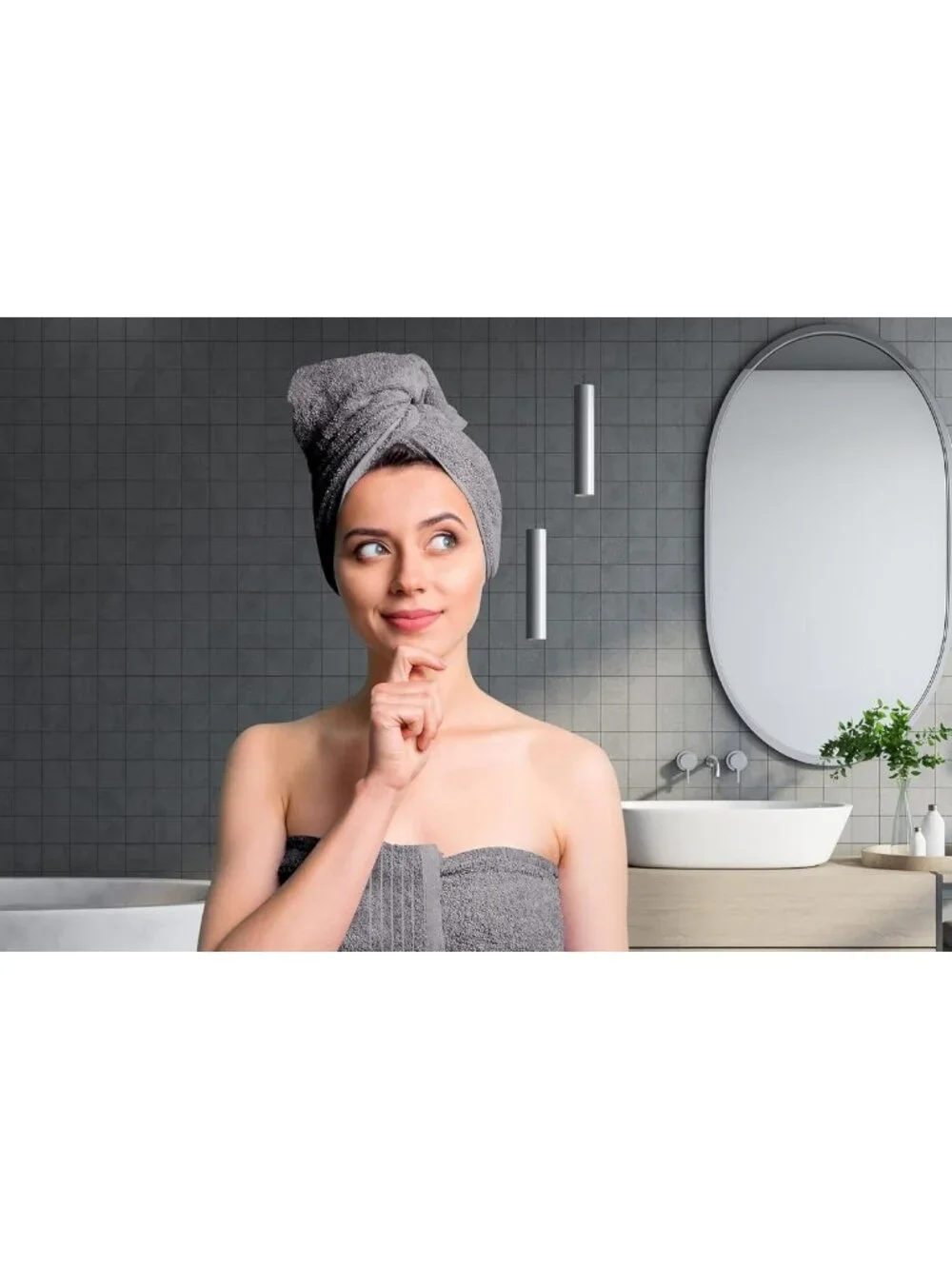 Extra Large Dark Grey Bath Towels Set - 100% Cotton, Soft, Quick-Dry, Absorbent
